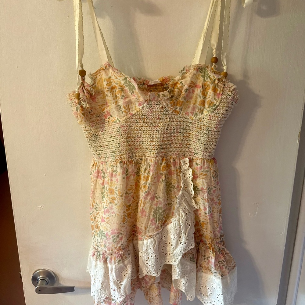 Country Chic Adorable Smocked Sundress with Eyelet Trim